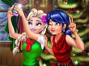 Ladybug And Elsa Xmas Selfie Online Game